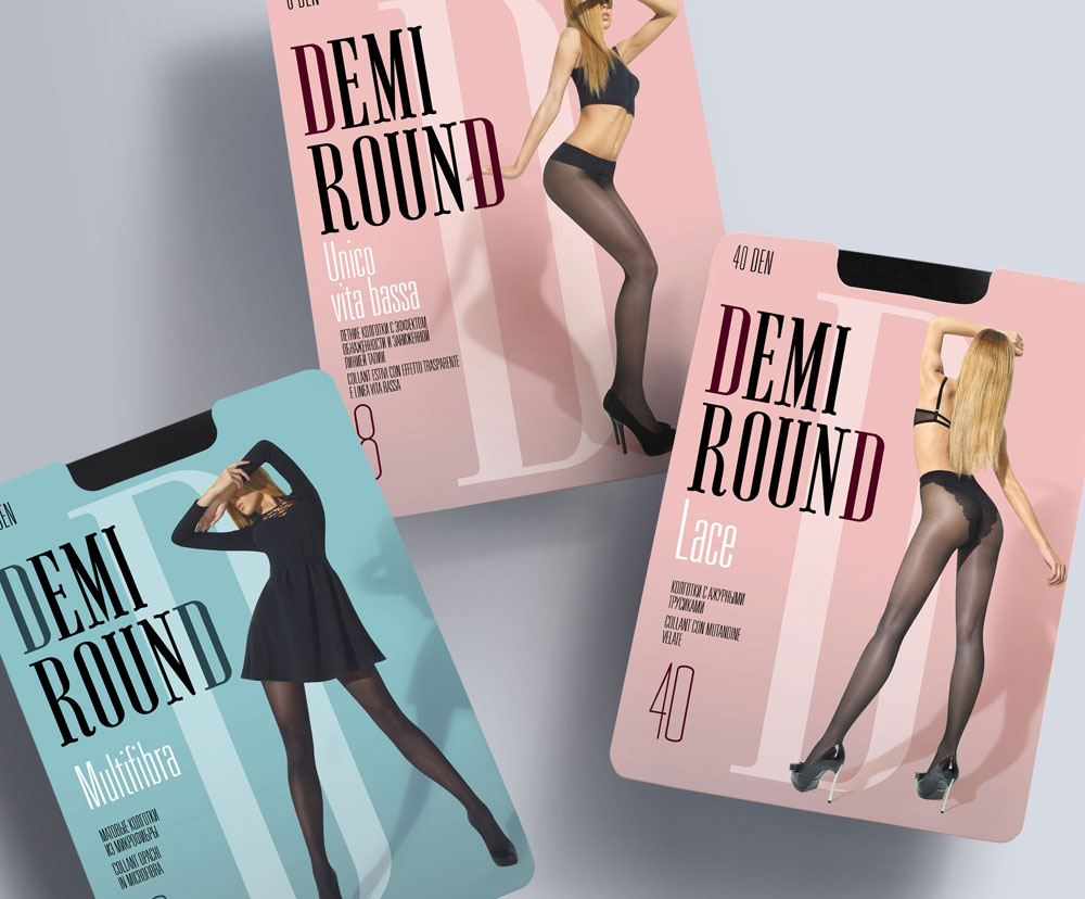 разработка упаковки нового бренда колготок demi round