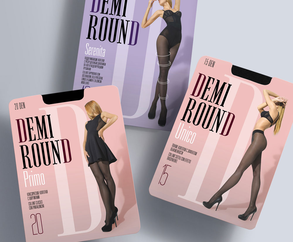 разработка упаковки нового бренда колготок demi round
